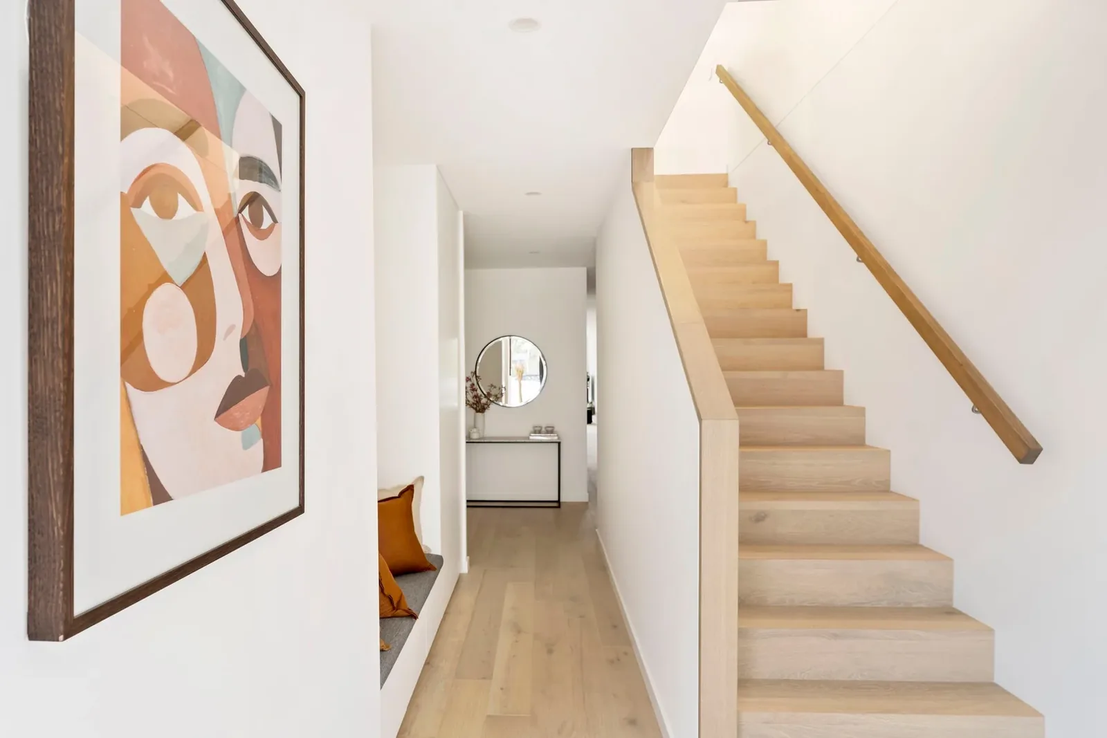 Timber staircase and glazed entry at Nyah Street